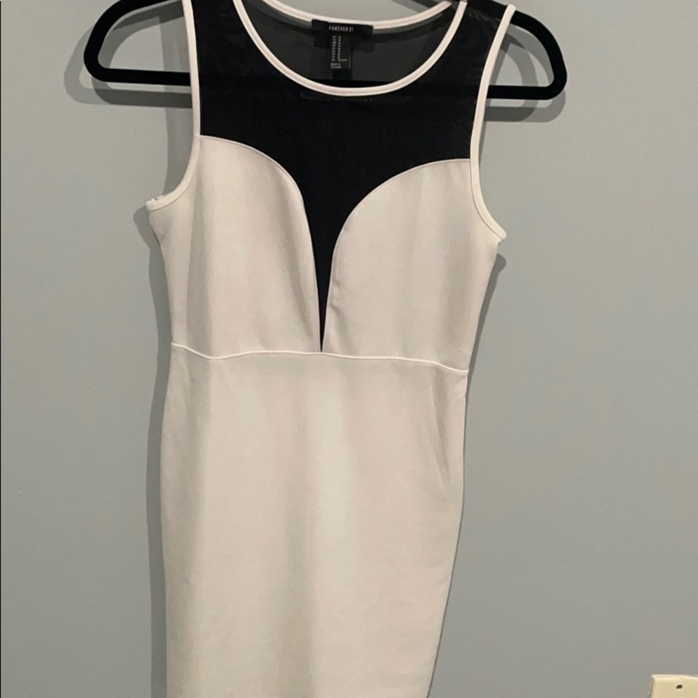 White mini dress with mesh